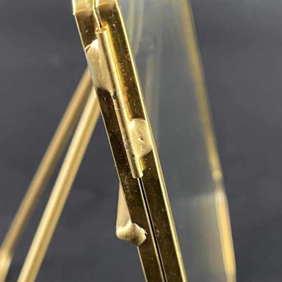 Hexagon Brass Hinged Double Glass Pressed Flower Stand Up Picture Frame 6 X 8 - Picture 10 of 13